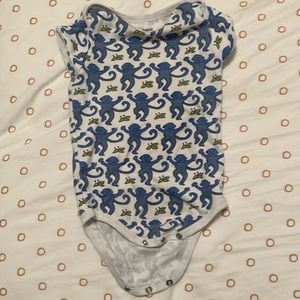 Roberta roller rabbit blue monkey print 3-6 months onesie baby boy